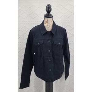 Nine west jeans Sarah stretch black denim jean jacket Size XXL Layering Cowgirl
